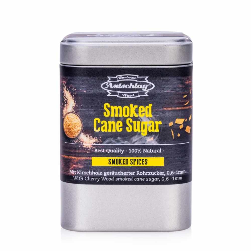 Mit Kirschholz geräucherter brauner Rohrzucker von Axtschlag Mit Kirschholz geräucherter brauner Rohrzucker ohne Zusatzstoffe.