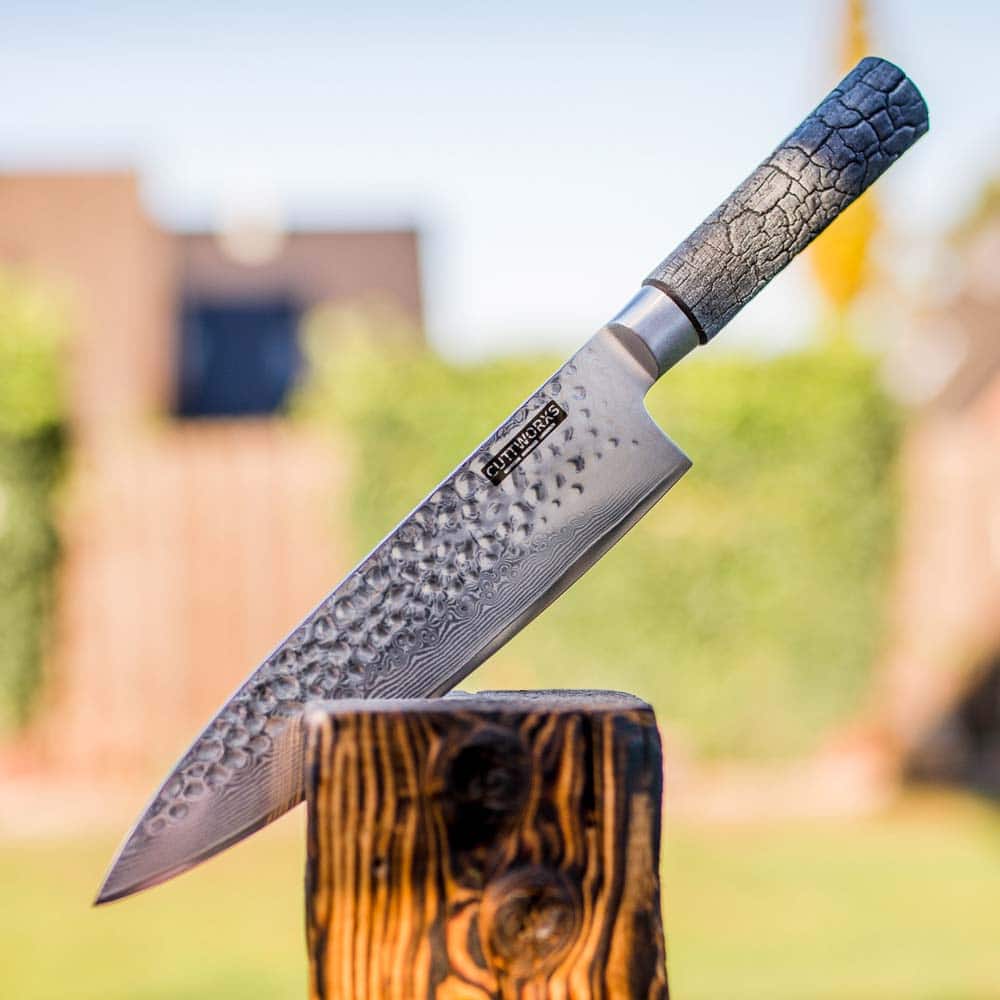 cuttworx-damast-kochmesser-ev2 Damast Chefmesser Evolution II (Burned Wood) – Bild 1