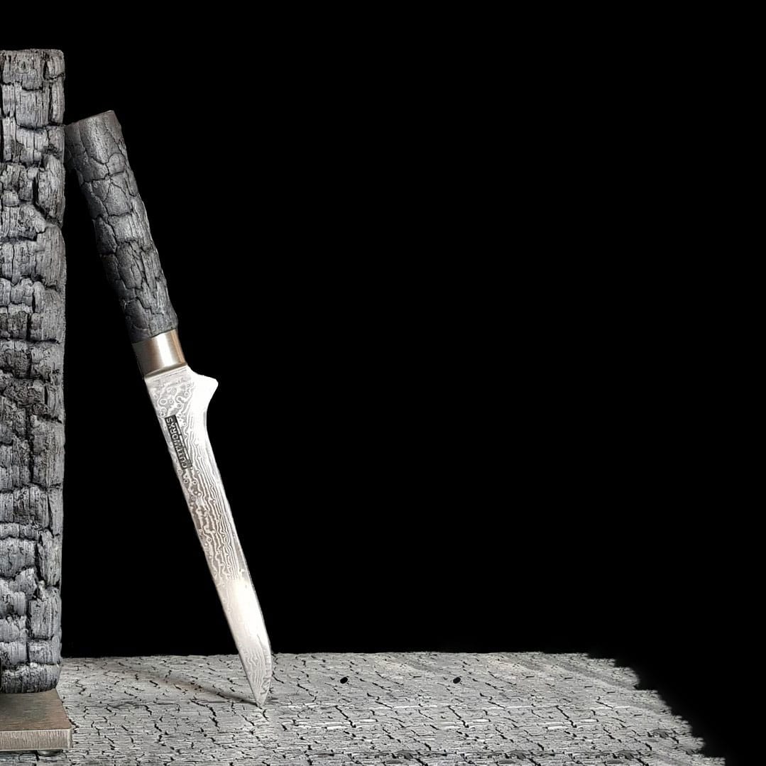 cuttworxs-damast-filet-messer Damast Filetiermesser Evolution II (Burned Wood) – Bild 1