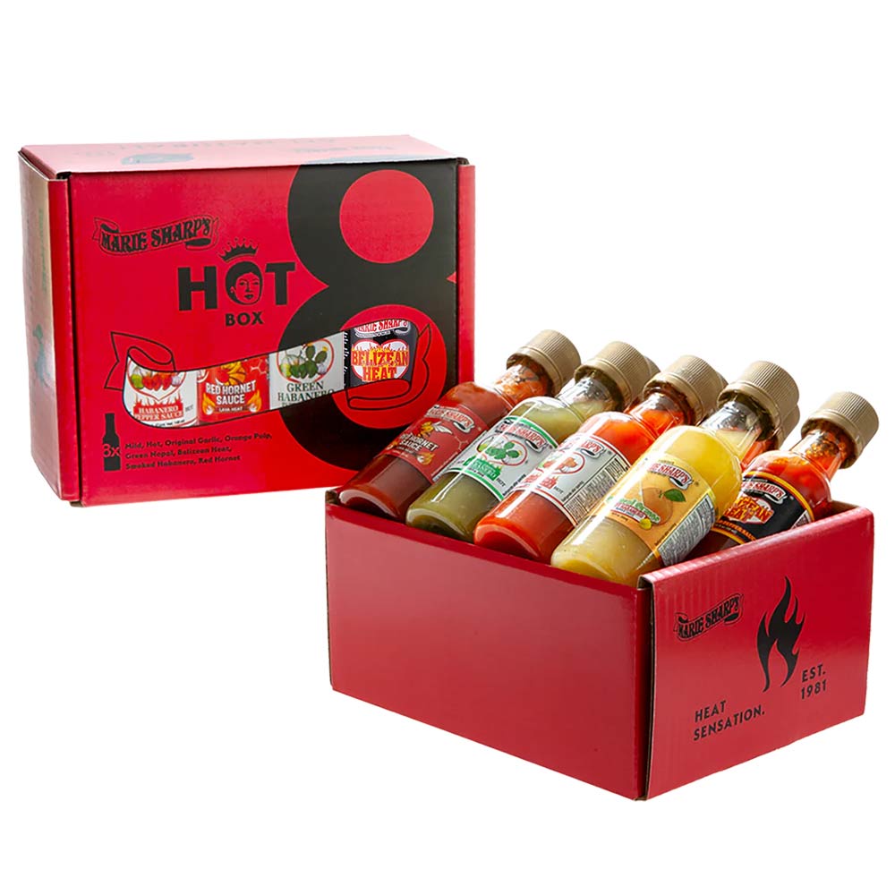 HOT8 Saucen Set von Marie Sharp Marie Sharps HOT8 Box Saucen Set – Bild 1